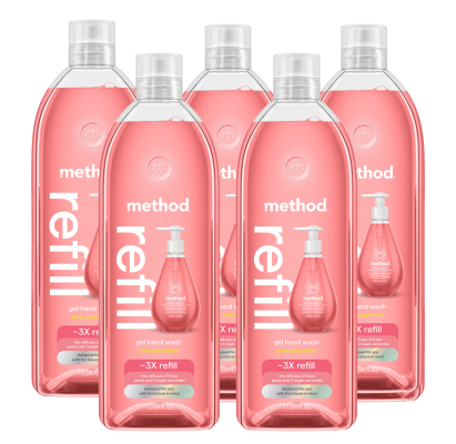 Method pink grapefruit gel hand wash refill 5-count bundle, 170 fl oz